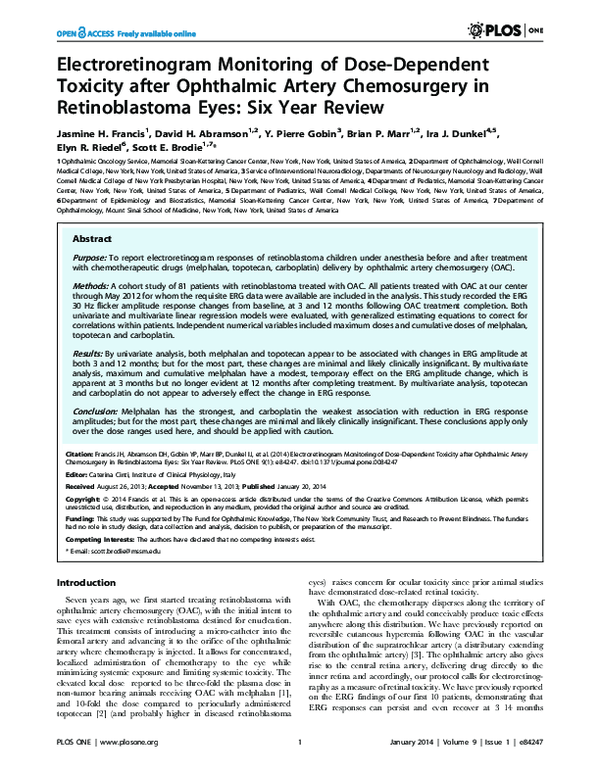 (PDF) Electroretinogram Monitoring of Dose-Dependent Toxicity after ...