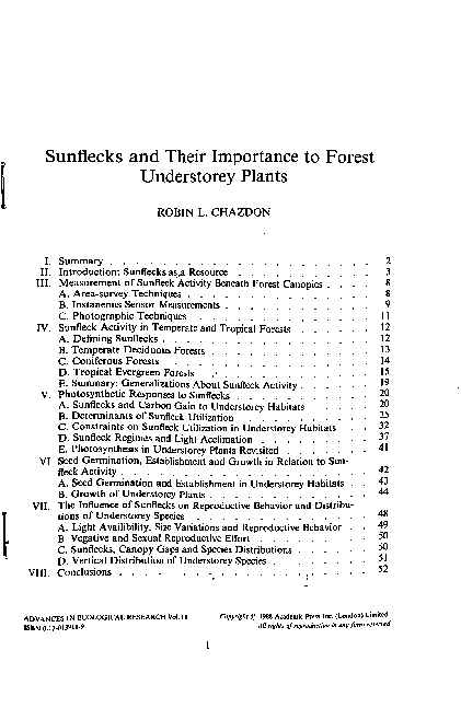 (PDF) Sunflecks and their importance to forest understorey plants