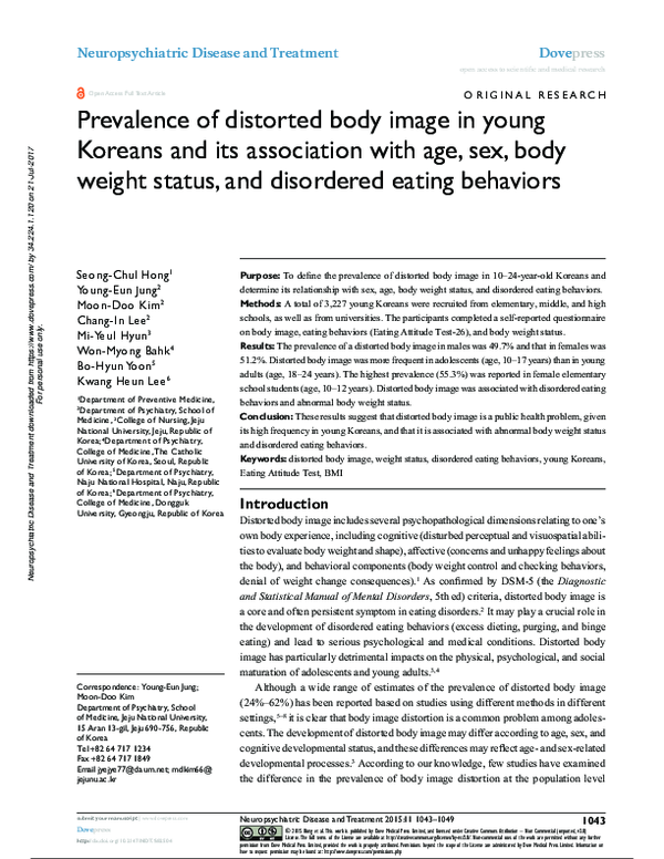 (PDF) Prevalence of distorted body image in young Koreans and its ...