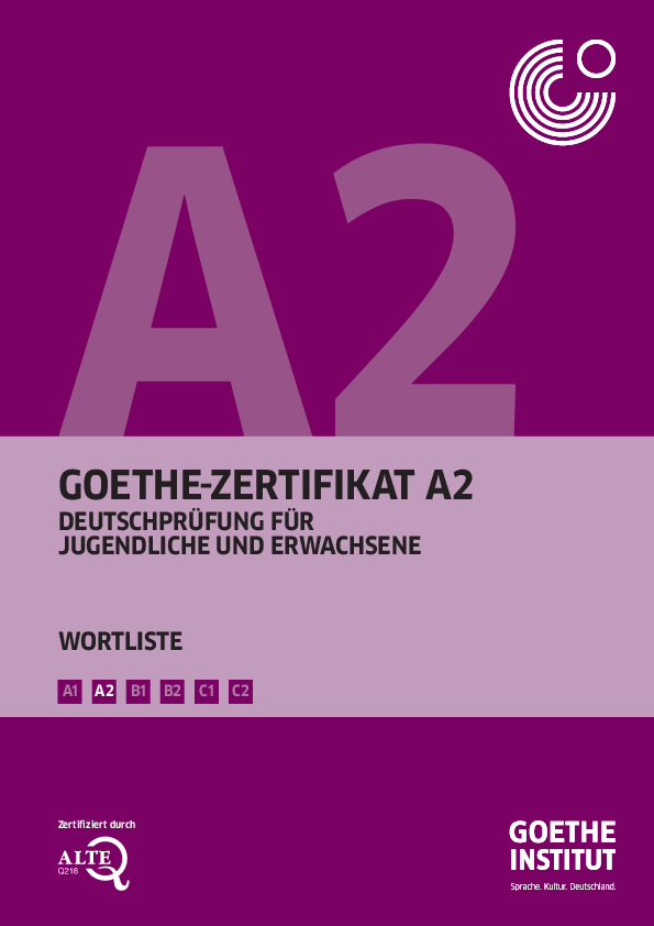 Pdf Goethe Zertifikat A2 Wortliste B1 B2 C1 C2 A2 A1 Zertifiziert