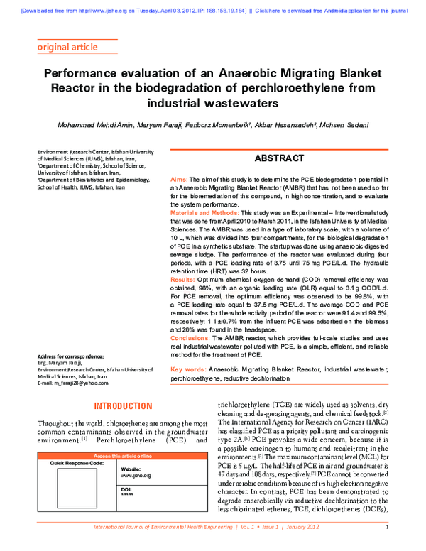(PDF) Performance evaluation of an Anaerobic Migrating Blanket Reactor ...