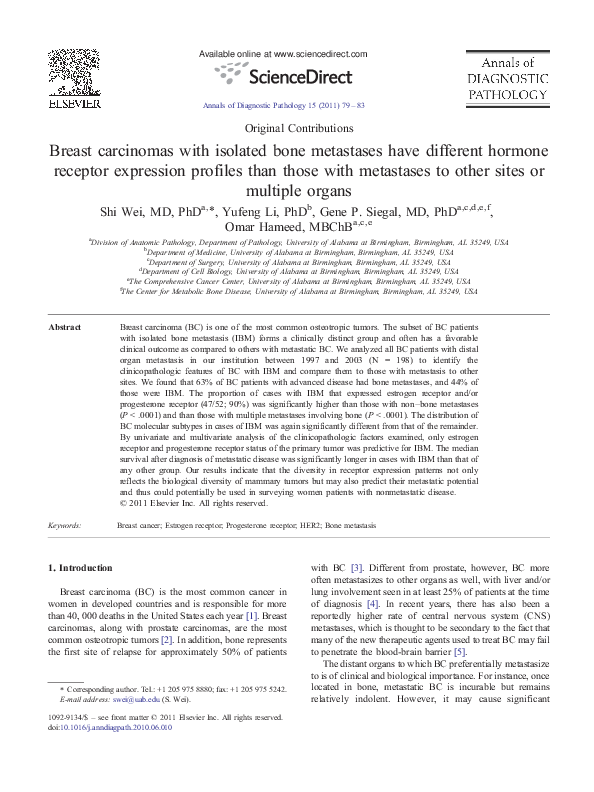 (PDF) Breast carcinomas with isolated bone metastases have different ...