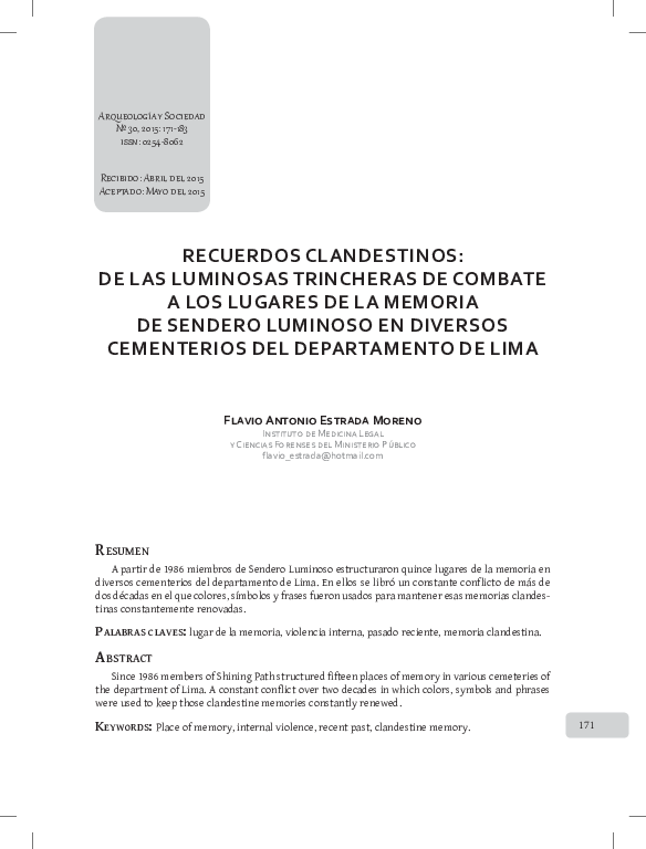 (PDF) RECUERDOS CLANDESTINOS DE LAS LUMINOSAS TRINCHERAS DE COMBATE A