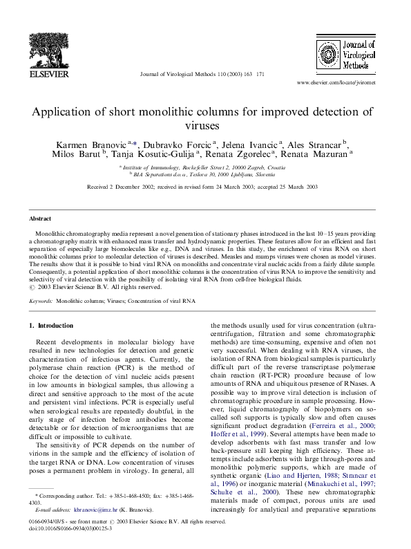(PDF) Application of short monolithic columns for improved detection of ...