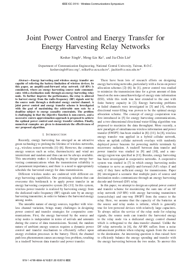 (PDF) Joint Power Control and Energy Transfer for Energy Harvesting ...