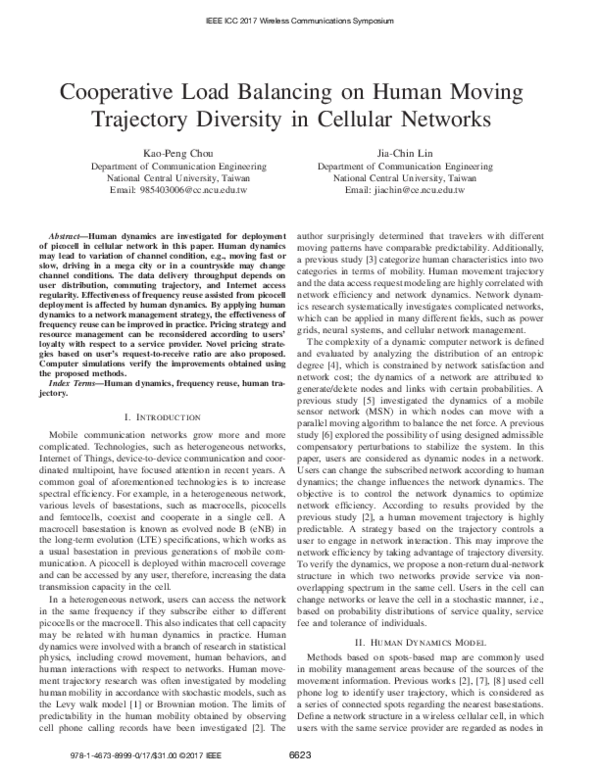 (PDF) Cooperative Load Balancing on Human Moving Trajectory Diversity ...