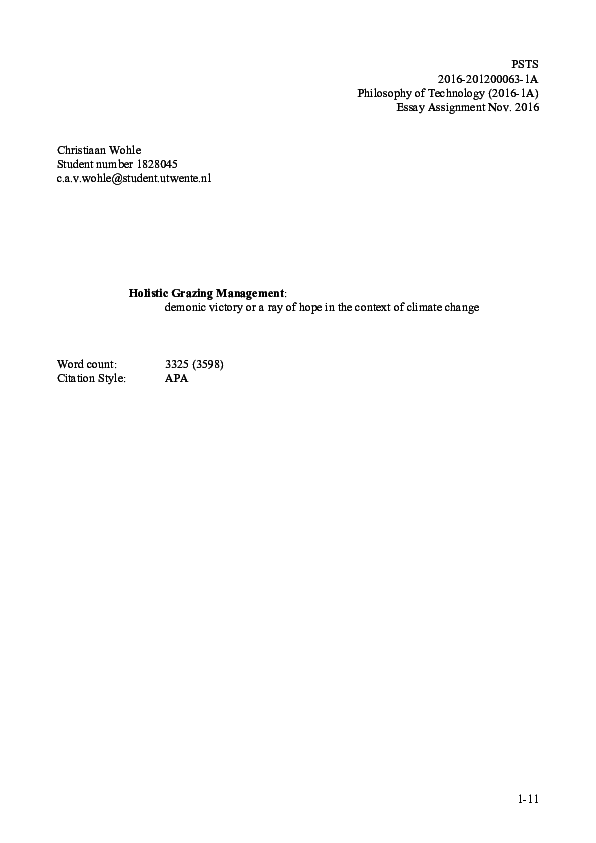 (PDF) Holistic Grazing Management, using Jaspers and