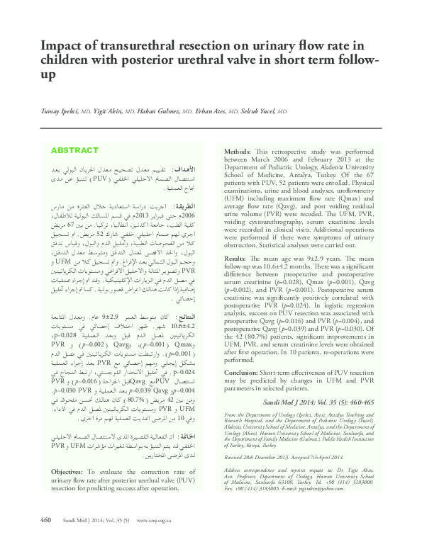 (PDF) Impact of transurethral resection on urinary flow rate in ...