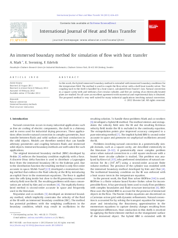 (PDF) An immersed boundary method for simulation of flow with heat transfer