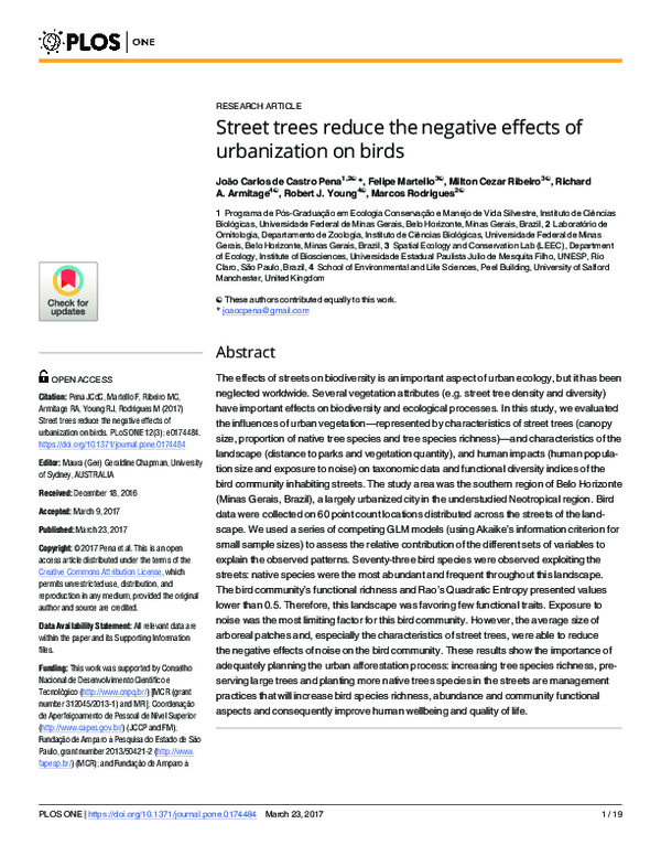 (PDF) Pena et al 2017 - street trees reduce the negative effects of ...