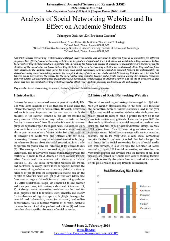 (PDF) Analysis of Social Networking Websites and Its Effect on Academic ...