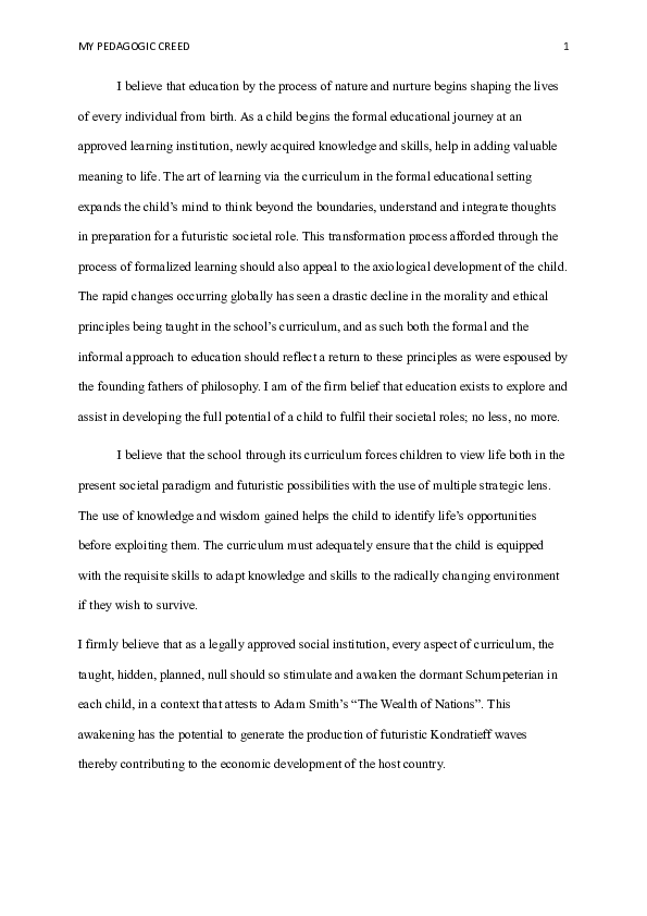 (DOC) Anna's pedagogic creed updated