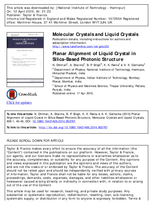 (PDF) Planar Alignment of Liquid Crystal in Silica-Based Photonic Structure