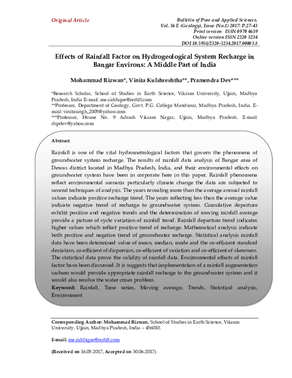 (PDF) Effects of Rainfall Factor on Hydrogeological System Recharge in ...