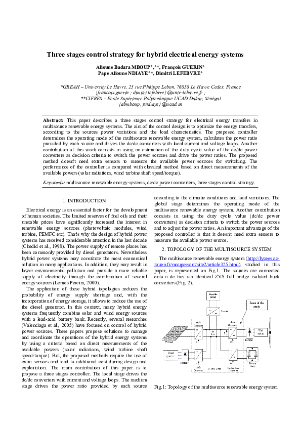 (PDF) Three stages control strategy for hybrid electrical energy systems