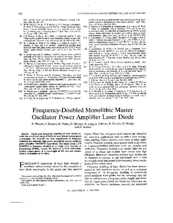 (PDF) Frequencydoubled monolithic master oscillator power amplifier