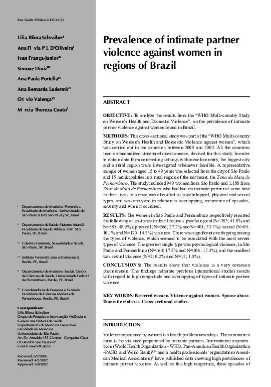 (PDF) [Prevalence of intimate partner violence against women in regions ...