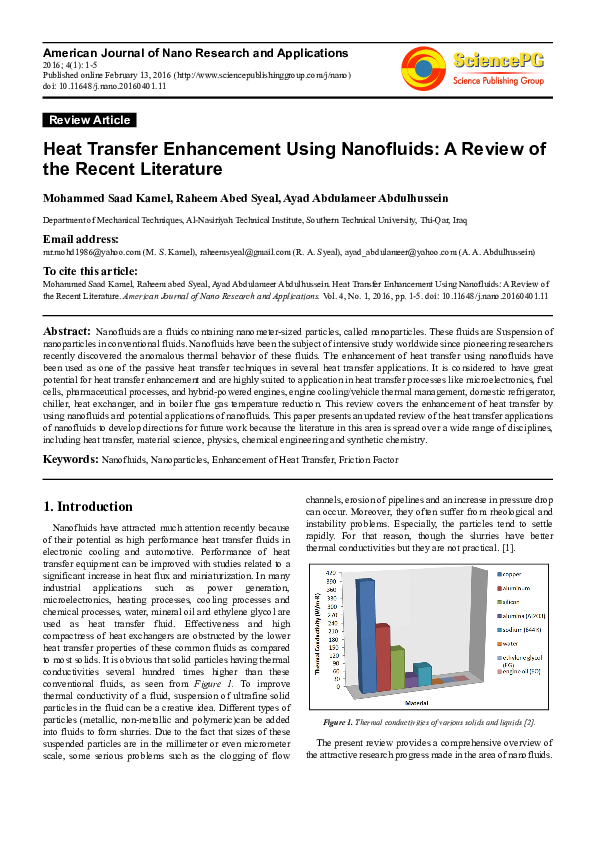 (PDF) Heat Transfer Enhancement Using Nanofluids: A Review of the ...