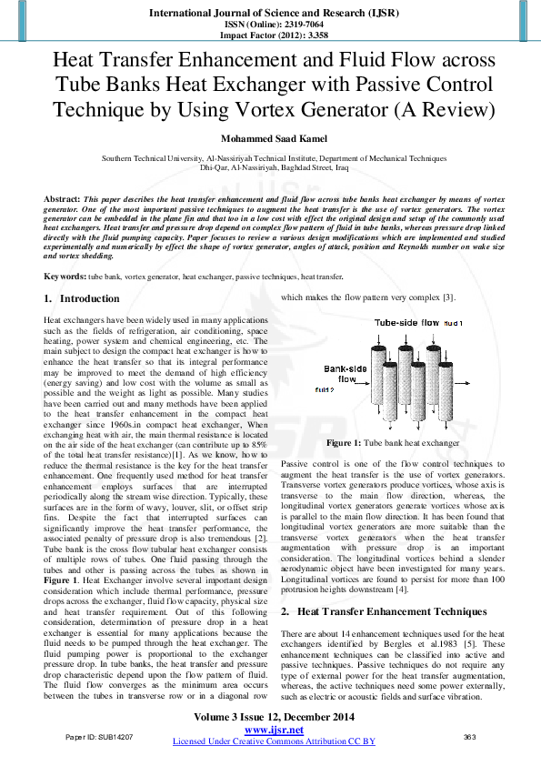 (PDF) Heat Transfer Enhancement and Fluid Flow across Tube Banks Heat ...