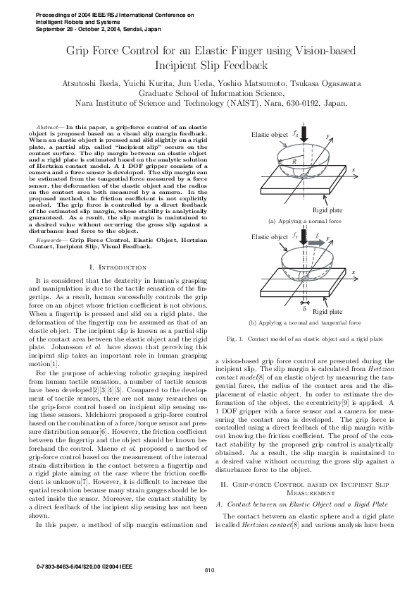 (PDF) Grip force control for an elastic finger using visionbased