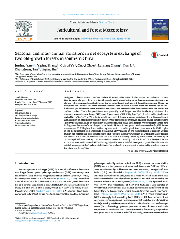 (PDF) Seasonal and inter-annual variations in net ecosystem exchange of ...