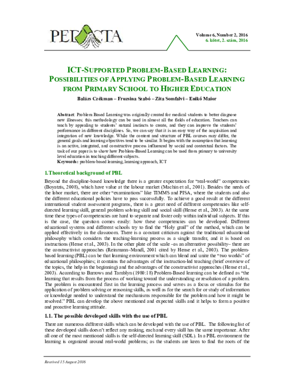 (PDF) ICT-Supported Problem-Based Learning: Possibilities of Applying ...