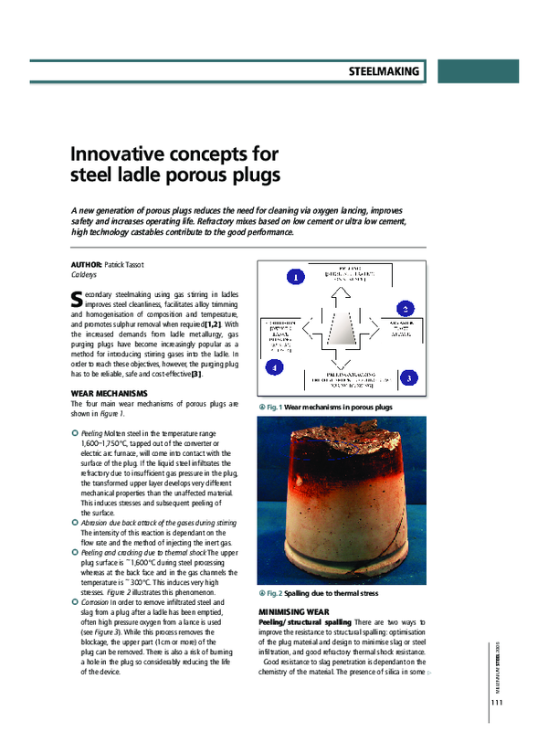(PDF) Innovative concepts for steel ladle porous plugs Patrick Tassot