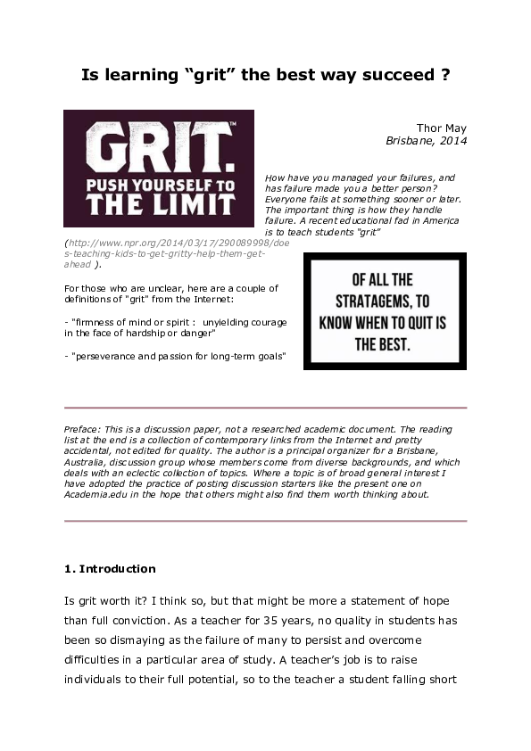 (PDF) Is learning “grit” the best way succeed