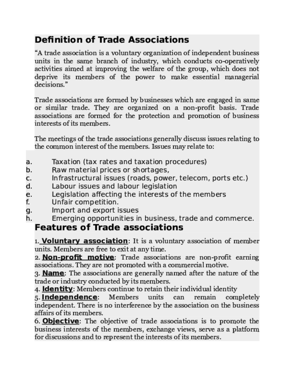 (DOC) Definition of Trade Associations pakshi stormborn Academia.edu