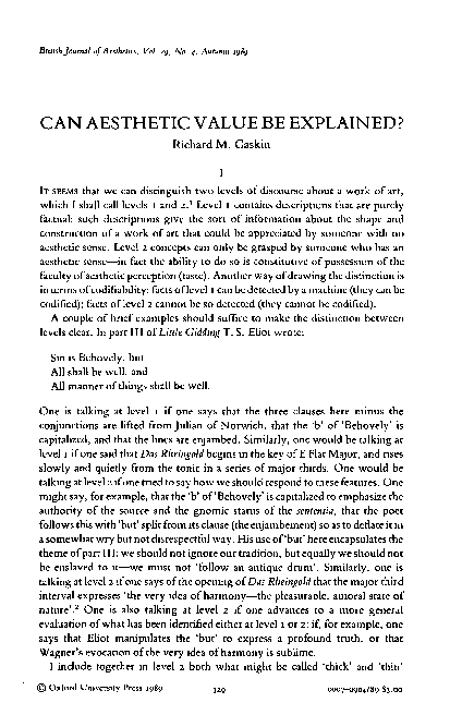 (PDF) Can aesthetic value be explained?