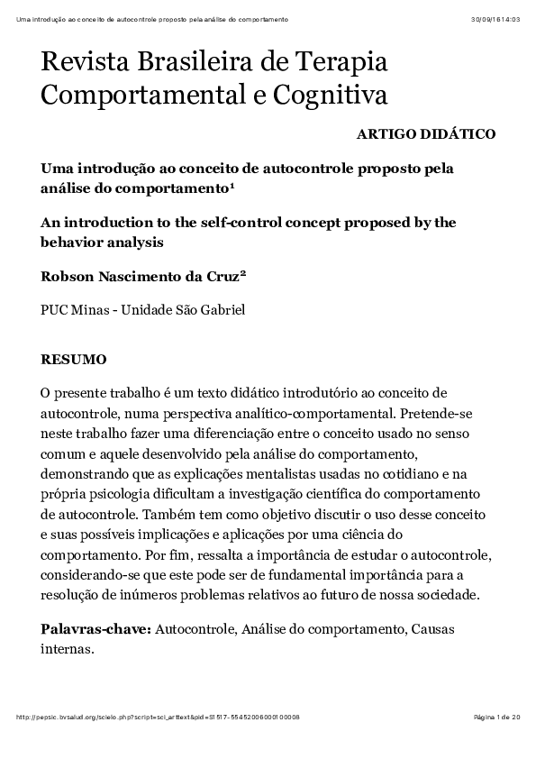  PDF An Introduction To The Self control Concept Proposed By The