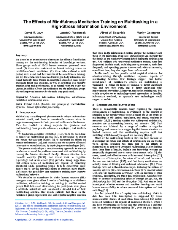 (PDF) The effects of mindfulness meditation training on multitasking in ...