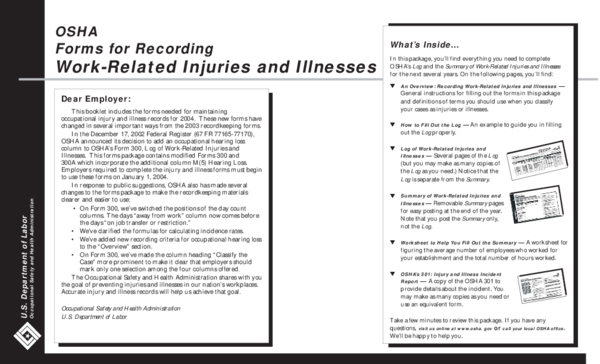 (PDF) OSHA Forms for Recording Work-Related Injuries and Illnesses What ...