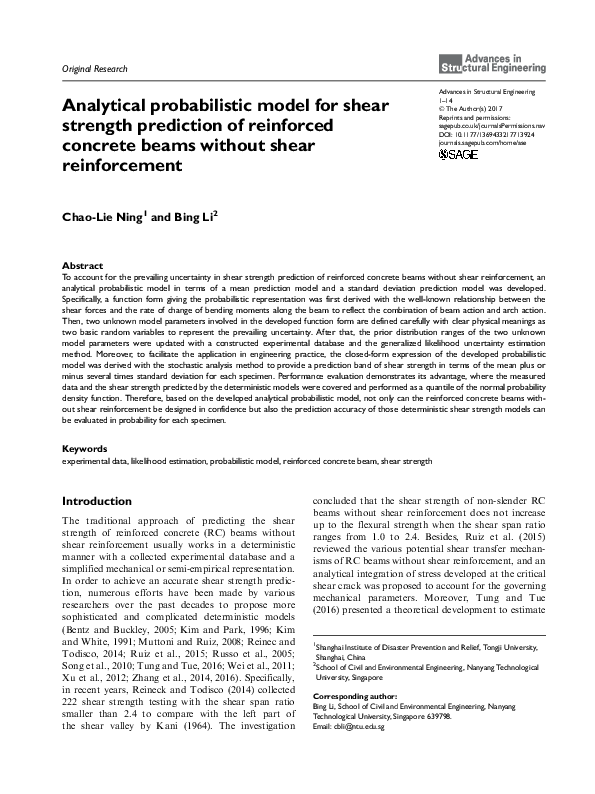 (PDF) Analytical probabilistic model for shear strength prediction of ...
