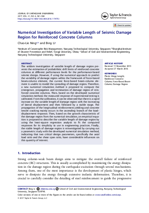 (PDF) Numerical Investigation of Variable Length of Seismic Damage ...