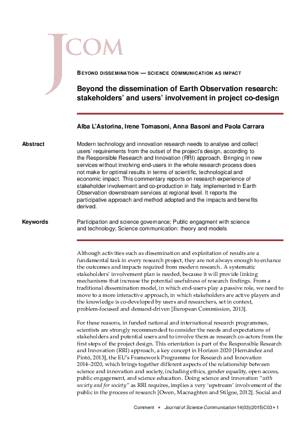 (PDF) BEYOND DISSEMINATION — SCIENCE COMMUNICATION AS IMPACT Beyond the ...