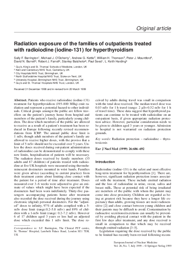 (PDF) Radiation exposure of the families of outpatients treated with