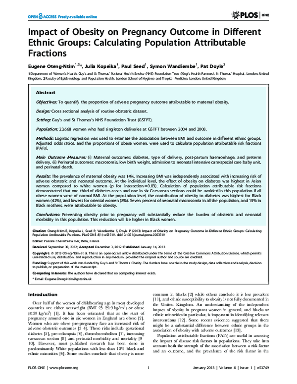 (PDF) Impact of Obesity on Pregnancy Outcome in Different Ethnic Groups ...