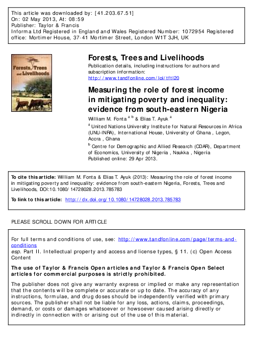 (PDF) Measuring the role of forest income in mitigating poverty and ...