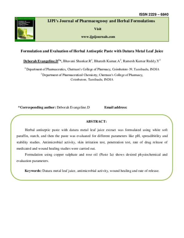 (PDF) IJPI's Journal of Pharmacognosy and Herbal Formulations