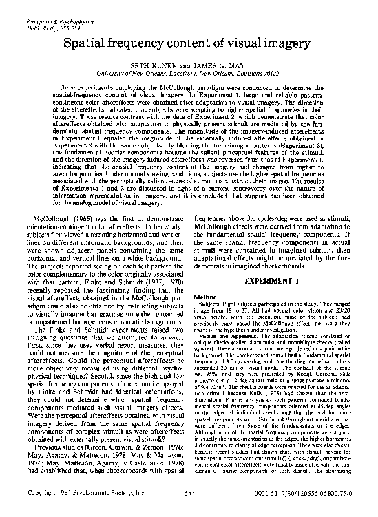 (PDF) Spatial frequency content of visual imagery