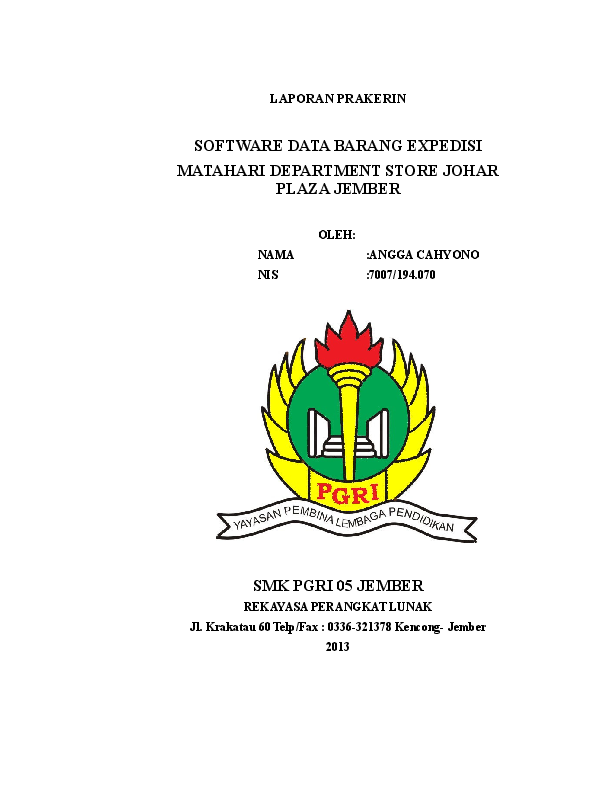 Laporan Pkl Matahari Department Store Seputar Laporan