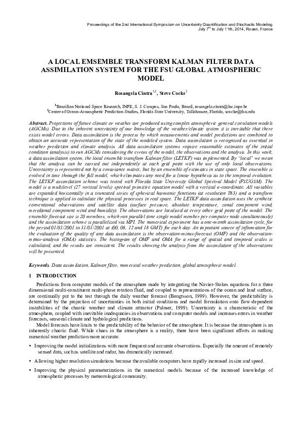 (PDF) A LOCAL EMSEMBLE TRANSFORM KALMAN FILTER DATA ASSIMILATION SYSTEM ...