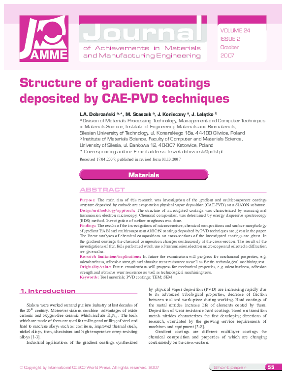(PDF) Structure of gradient coatings deposited by CAE-PVD techniques