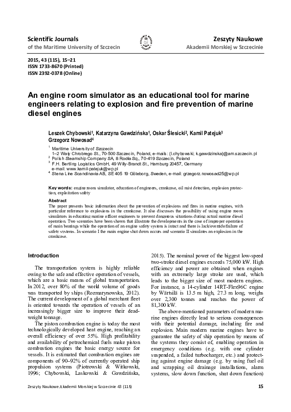 (PDF) An engine room simulator as an educational tool for marine ...