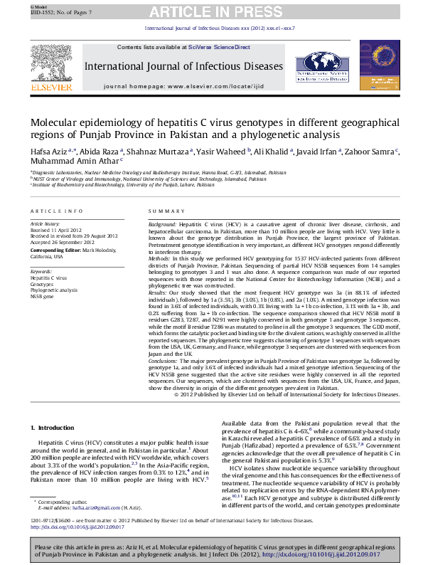(PDF) Molecular epidemiology of hepatitis C virus genotypes in ...