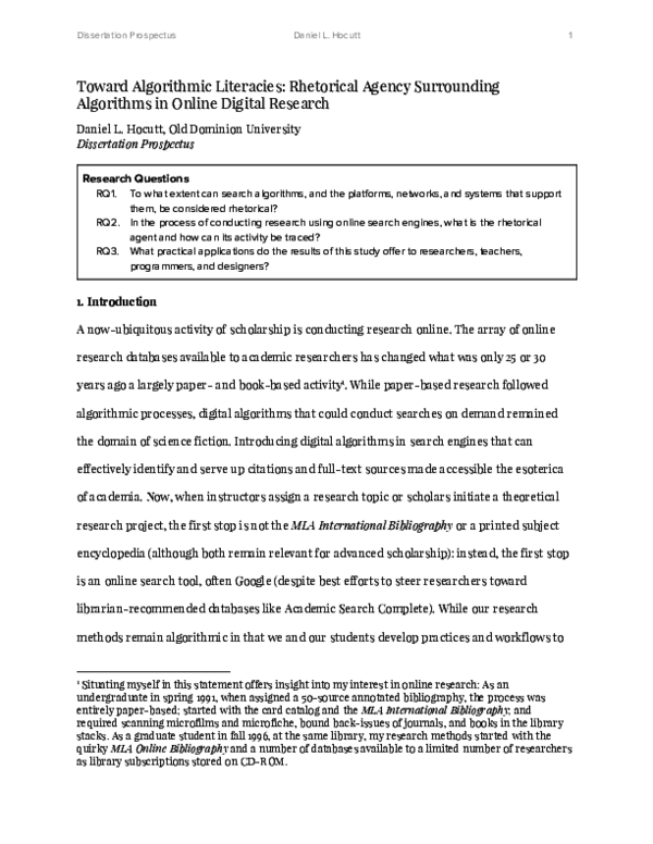 (PDF) Toward Algorithmic Literacies: Rhetorical Agency Surrounding ...