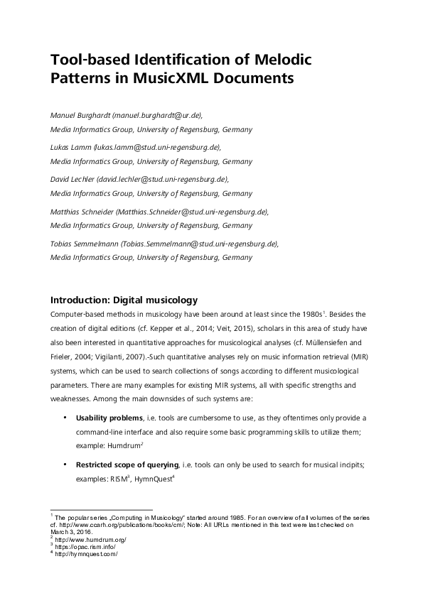 (PDF) Tool-based Identification of Melodic Patterns in MusicXML Documents