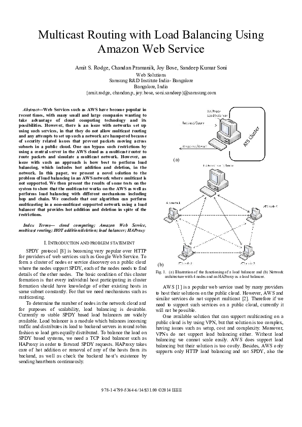 (PDF) Multicast routing with load balancing using Amazon web service