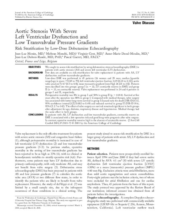 (PDF) Aortic stenosis with severe left ventricular dysfunction and low ...